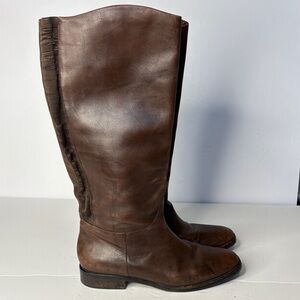 Banana Republic Brown Leather Riding Knee Boots w/Stretch Gore